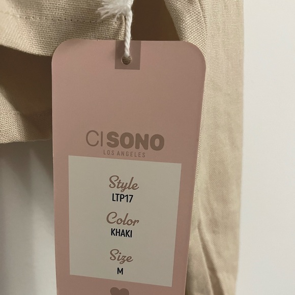 NWT CI Sono Los Angeles Khaki Long Sleeve Crop Top - Picture 6 of 6